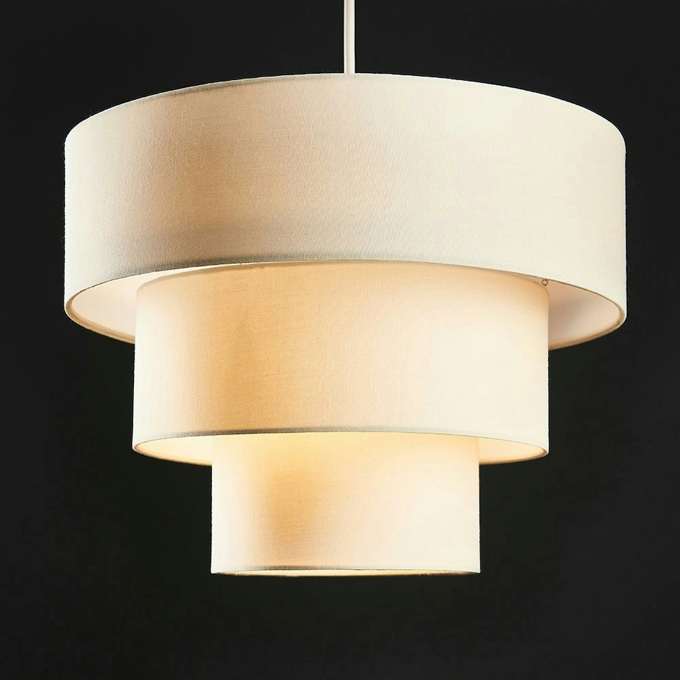 image 1 of ValueLights 3 Tier Cream Faux Silk Ceiling Pendant Light Shade