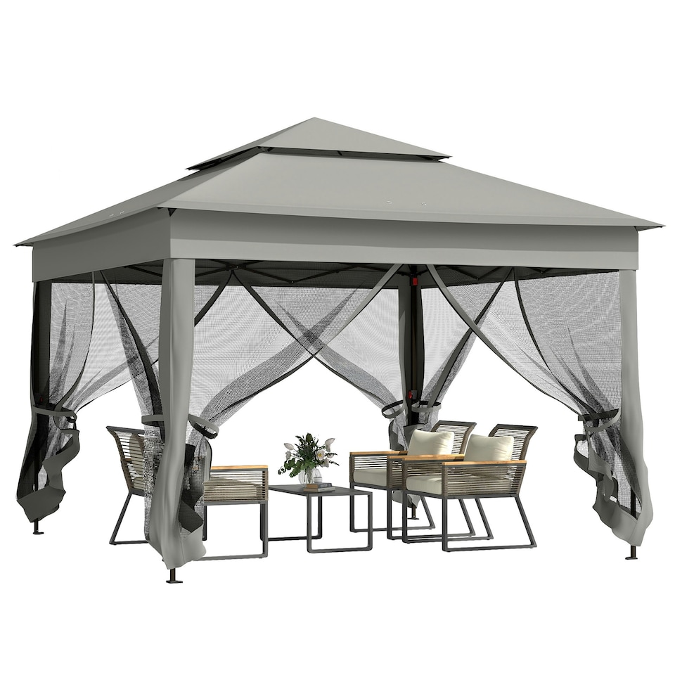 image 1 of Outsunny Garden Folding Tent Heavy Duty Pop Up Gazebo for Party Dark Grey