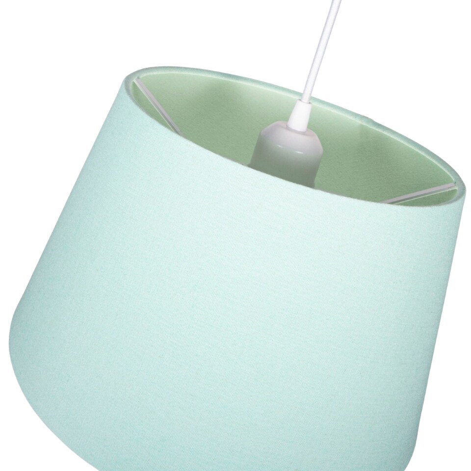 image 1 of Traditional 30cm Duck Egg Linen Fabric Drum Table-Pendant Lampshade 60w Maximum | Blue