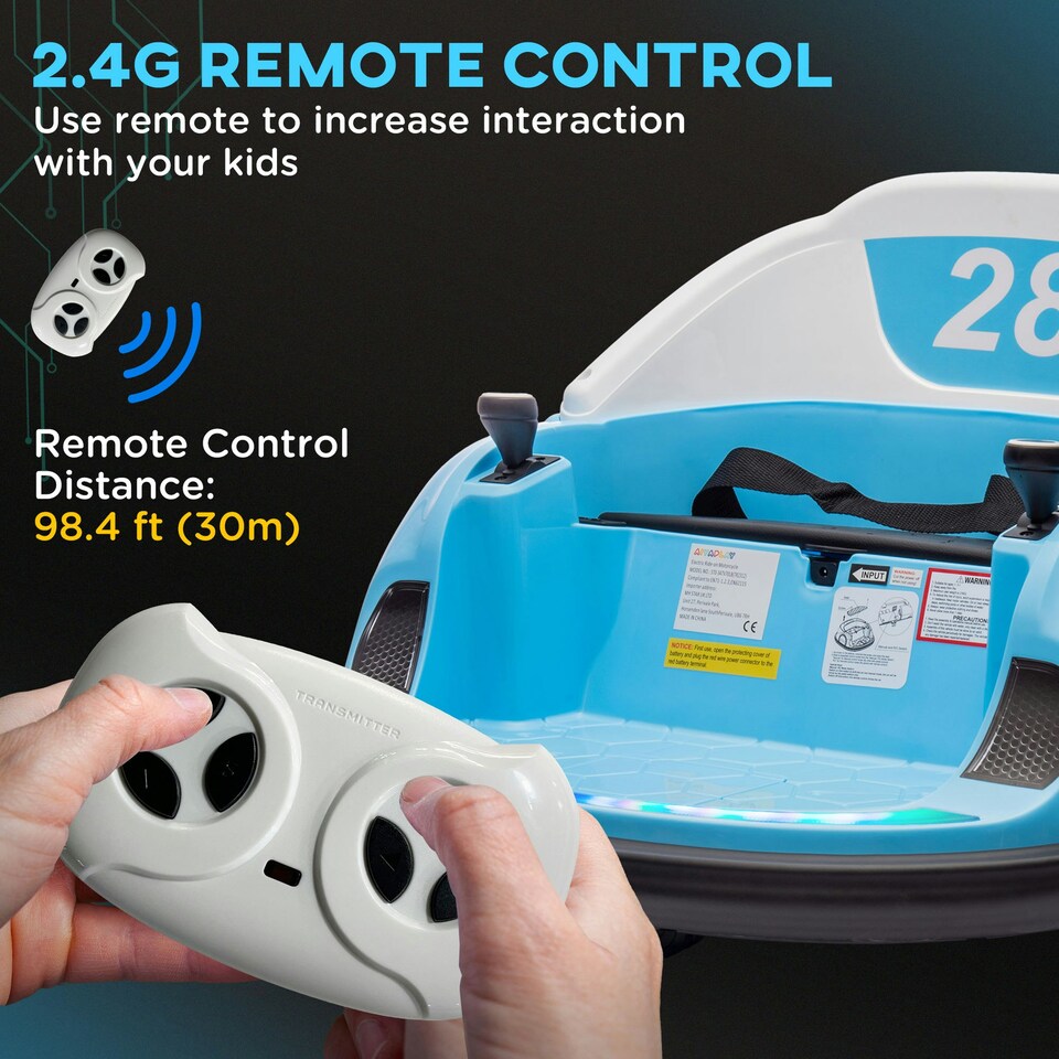 image 1 of AIYAPLAY 360° Rotation 12V Kids Bumper Car w/ Remote Control, Light Blue