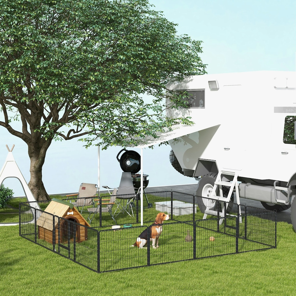image 1 of PawHut 16 Panels Heavy Duty Puppy Play Pen for Small 60Hcm