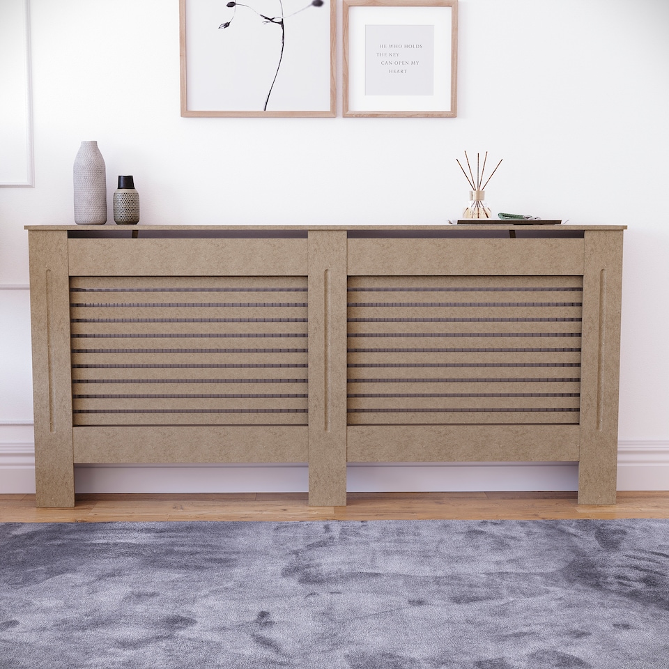 image 1 of Vida Designs Milton Radiator Cover MDF Slatted Cabinet, Unfinished, 172cm