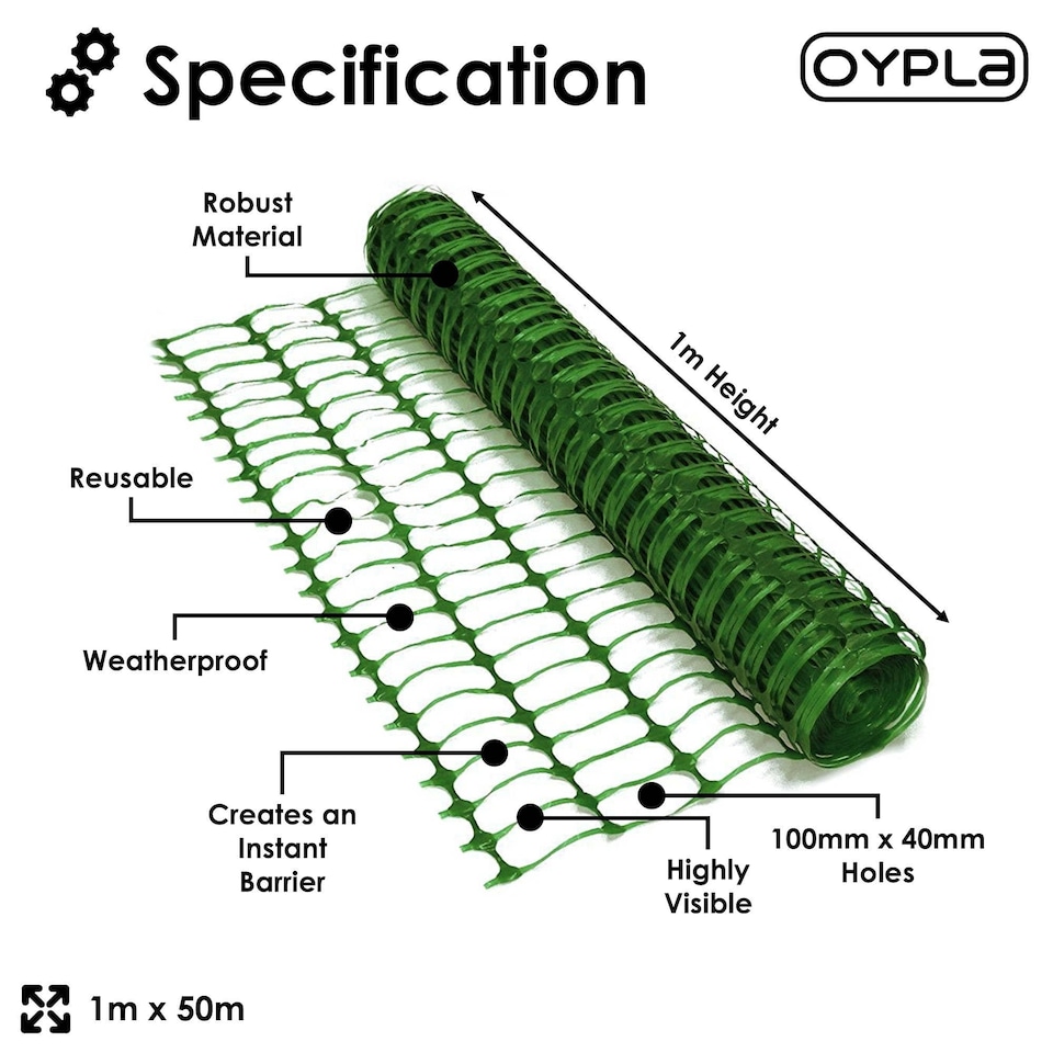 image 1 of Heavy Duty Green Safety Barrier Mesh Fencing 1mtr x 50mtr | Green | 1