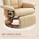 image 5 of HOMCOM PU Leather Reclining Armchair with Footrest for Living Room, Beige Cream | Yellow Wood Tone Base