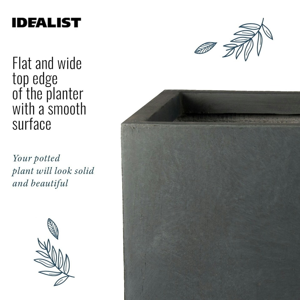 image 1 of Narrow Faux Lead Light Concrete Trough Garden Planter H72 L60.5 W22.5 cm, 98 ltrs Cap.