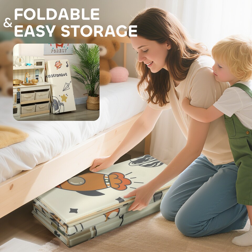 image 1 of AIYAPLAY Baby Play Mat, Double Sided Crawling Mat, Astronaut & Planet Theme