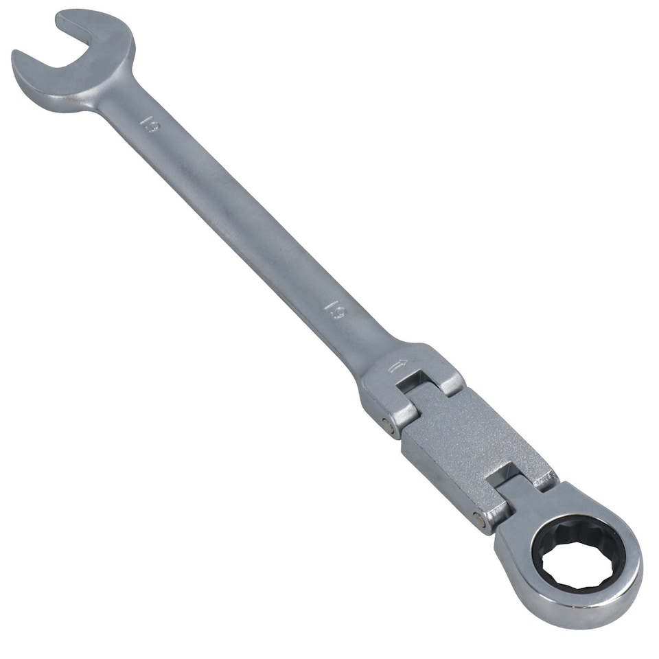 image 1 of 19mm Metric Double Jointed Flexi Ratchet Combination Spanner Wrench 72 Teeth
