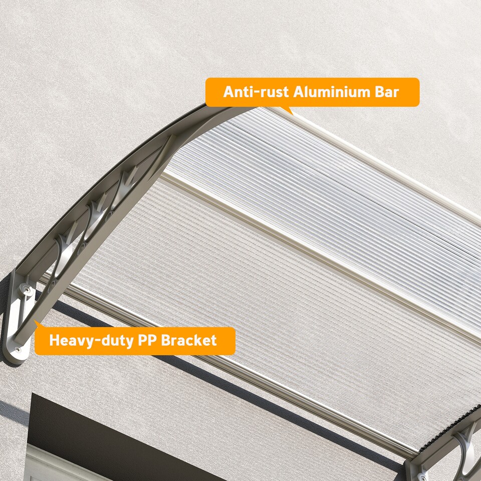 image 1 of Outsunny Door Canopy Awning Outdoor Window Rain Shelter for Door 100 x 75cm | Clear | Clear | 1