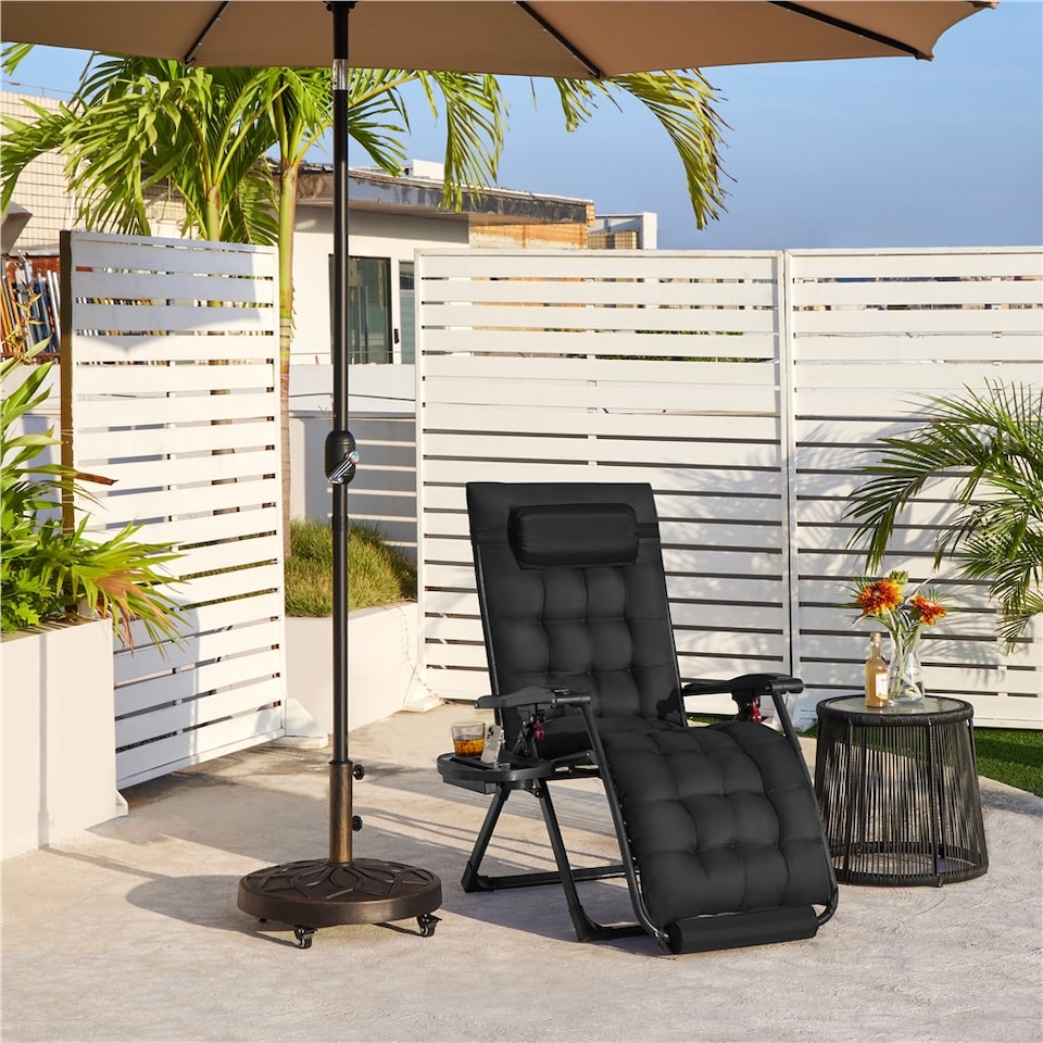 image 1 of Yaheetech 65.5 cm W Zero Gravity Recliner with foam-padded Mattress-Black | Black | Black | One Size