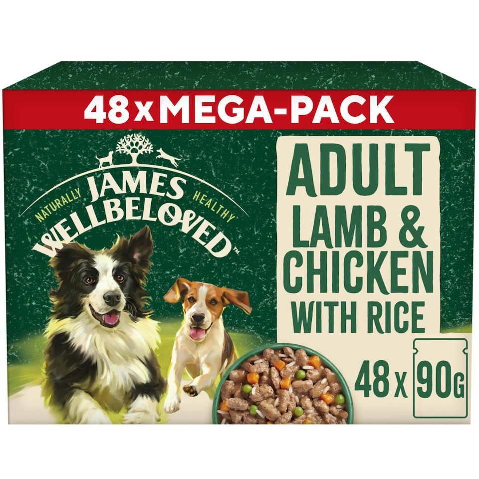 image 1 of James Wellbeloved Adult Dog Food Lamb In Gravy Pouch 48 X 90G