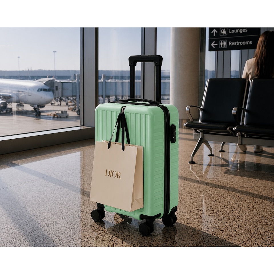 image 1 of Ezy Flo 20 Inch Cabin Hard Shell Suitcase Carry On Spinner Travel Luggage with Hook