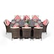 image 3 of Savannah Rectangular 8 Seater Rattan Patio Dining Set | Brown | Brown