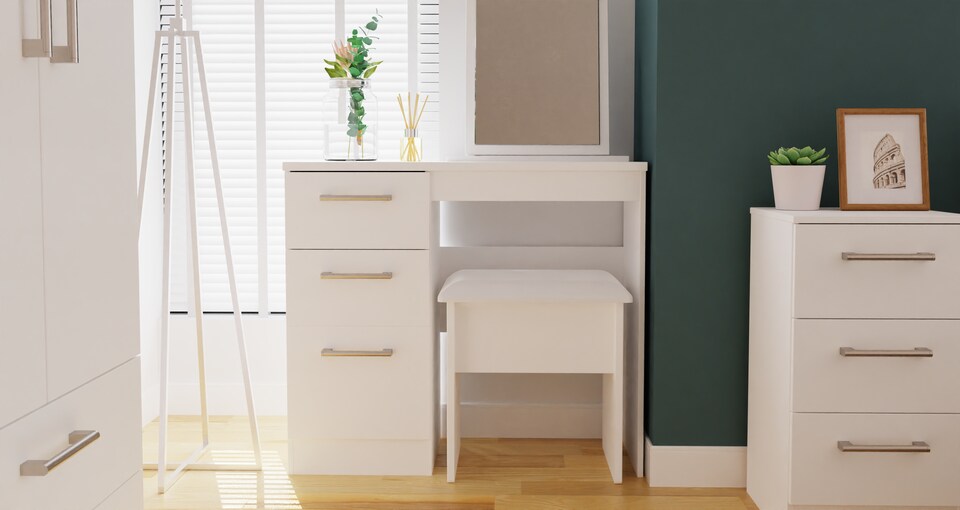 image 1 of Cornwall 3 Drawer Vanity in White Matt (Ready Assembled) | White | White Matt
