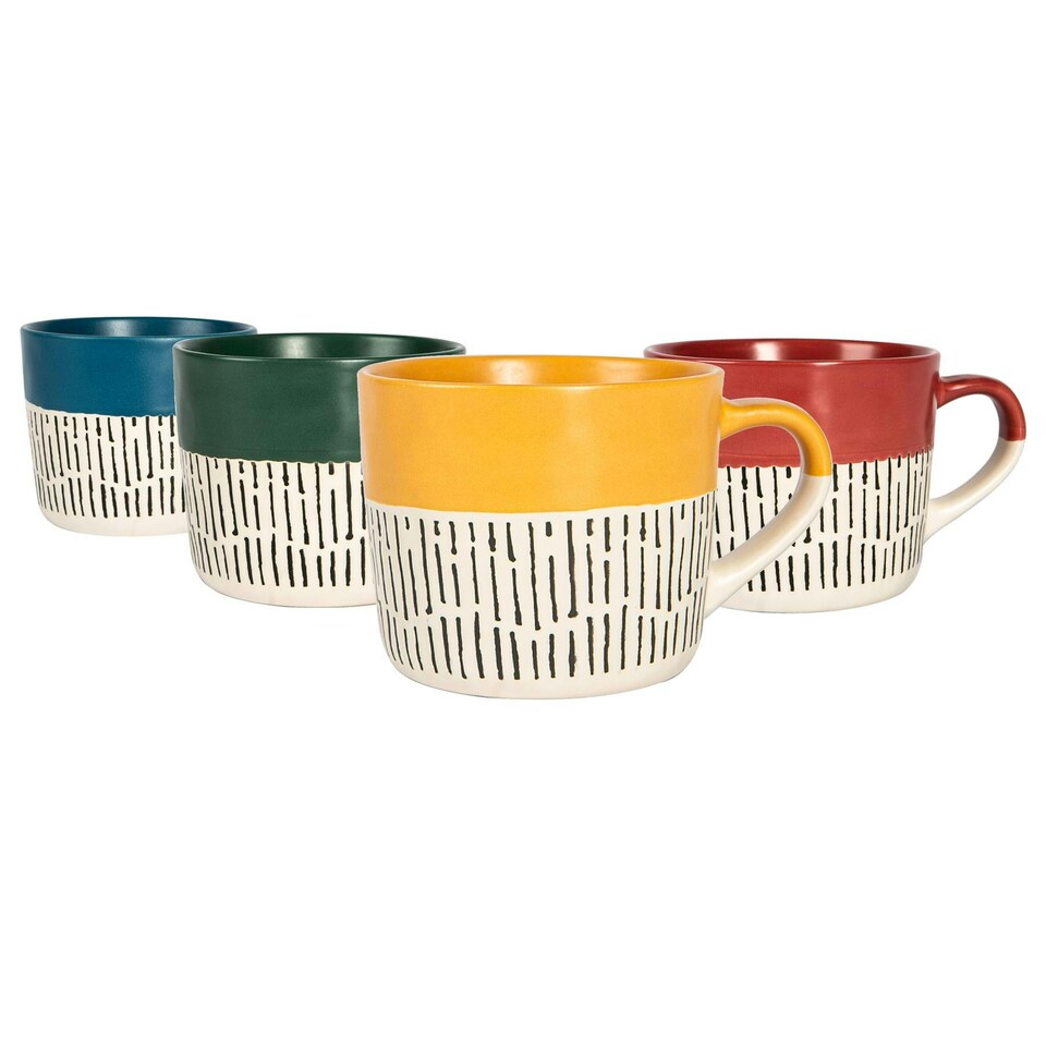 image 1 of Nicola Spring Ceramic Dipped Dash Coffee Mugs - 475ml - 4 Colours Multi