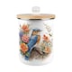 image 1 of Blue & Orange Bird Food Waste Caddy - Metal 2L Decorative Kitchen Compost Bin