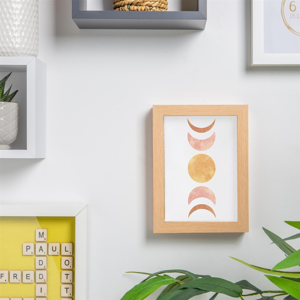 image 1 of Nicola Spring 5 x 7" Photo Frame - Light Wood - 3D Photo Frame Picture Frame Box Portrait Display Case (20 x 15cm)