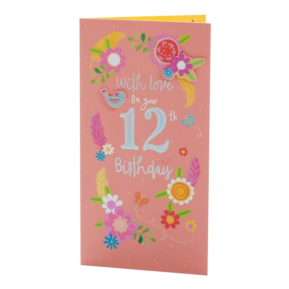 image 1 of 12th Birthday Card - Birds