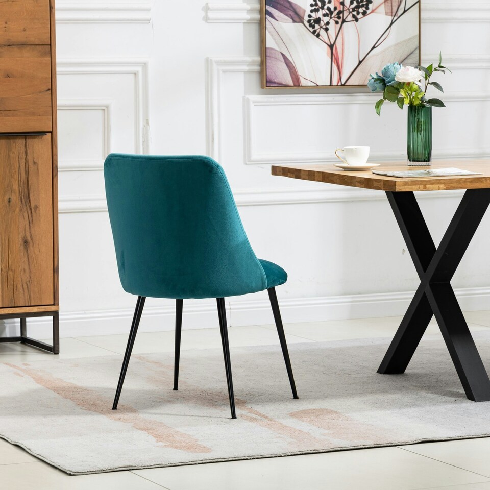 image 1 of Morandi Velvet Dining Chairs - Set of 2 - Teal