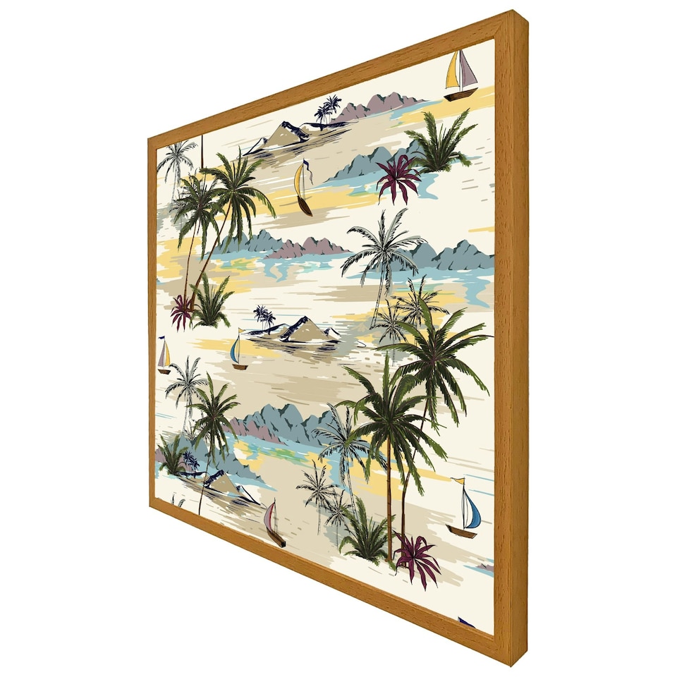 image 1 of Palm & sailboats (Picture Frame) Brown | M