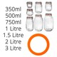image 5 of Argon Tableware Glass Storage Jar Seals - Large - Orange - Pack of 6
