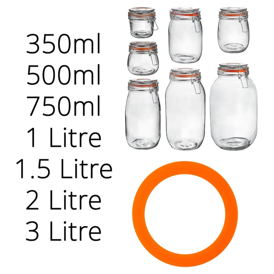image 1 of Argon Tableware Glass Storage Jar Seals - Large - Orange - Pack of 6