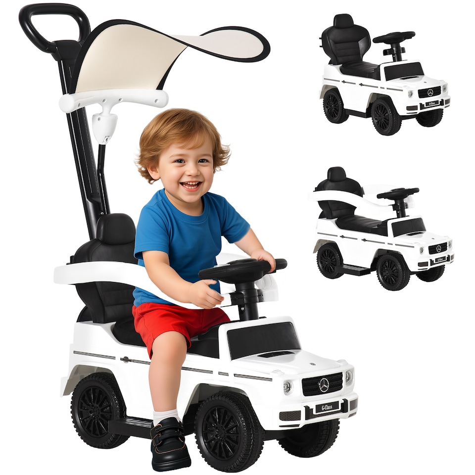 image 1 of HOMCOM 3 in 1 Kids Children Ride on Push Car Toddler Sliding Car G350 Licensed Walker Foot to Floor Slider Push-Along with Horn Steering Wheel NO POWER Manual, White
