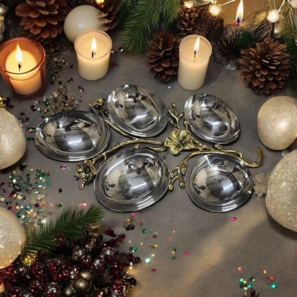 image 1 of Fruit Bowl - Brass - L6 x W33 x H22 cm Silver | Silver