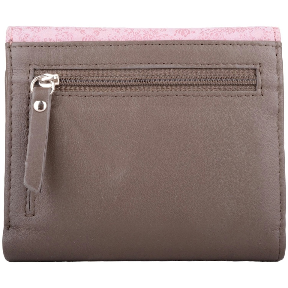 image 1 of Soft Leather Bi-Fold Slim  Coin / Credit Card Holder / Purse Pink | Taupe/Rose