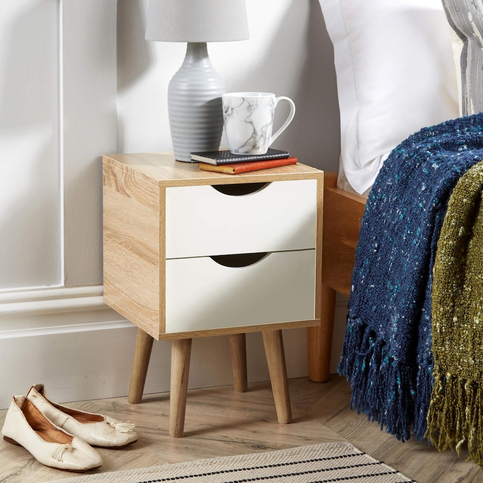 image 1 of Bedside Table Nightstand Compact Design 2 Drawers