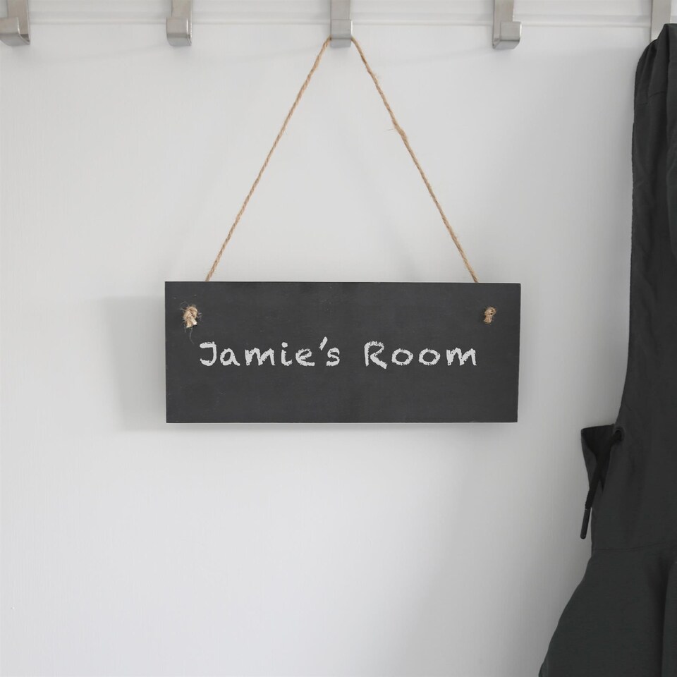 image 1 of Nicola Spring Rectangle Slate Memo Boards with Rope - 25cm x 10cm - Black - Pack of 6