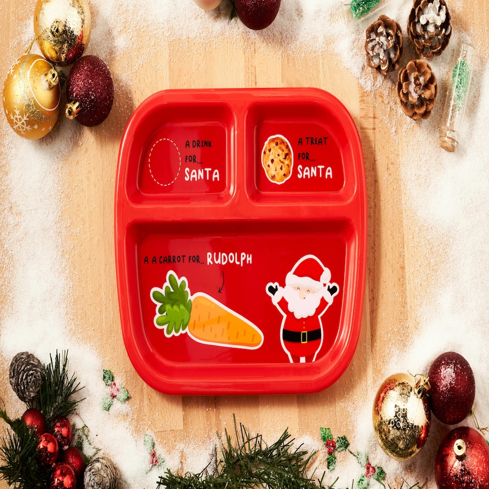 image 1 of Christmas 2 Pack Divided Plate For Santa