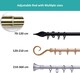 image 4 of 19 mm Extendable Metal Curtain Pole Rods - White (Crook Finials, 70-120 cm)
