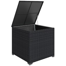 Outsunny 253L Garden Storage Box, Rattan Deck Box with Zipped Liner, Black | Black | Black | 72 x 72 x 70 cm