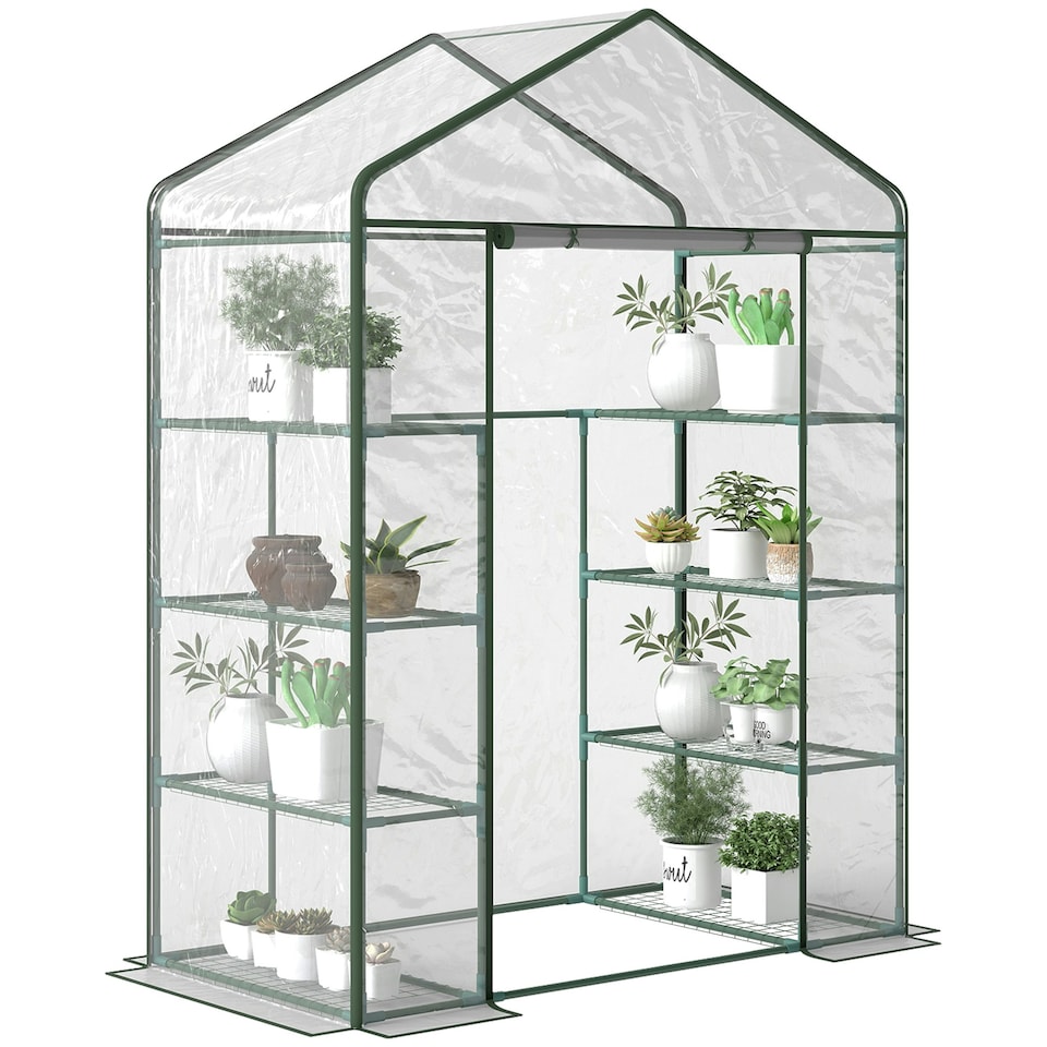 image 1 of Outsunny Walk In Greenhouse Garden Clear PVC Frame Shelves Reinforced Plant Grow