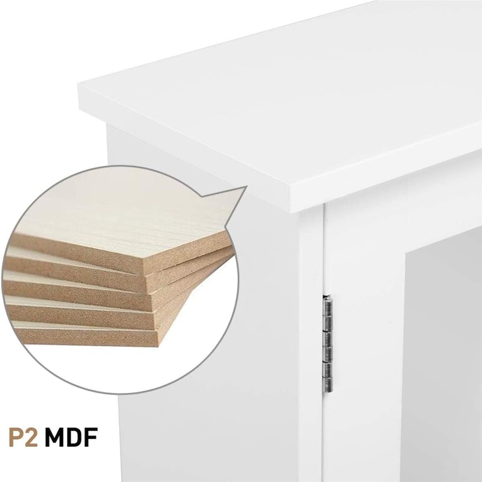 image 1 of Yaheetech Wooden Wall-Mount Cabinet with Double Mirror Doors Grey