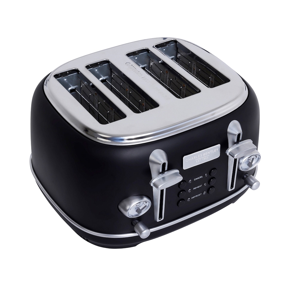 image 1 of Charles Bentley 1.7L Kettle & 4 Slice Toaster Set in Matt Black and Silver
