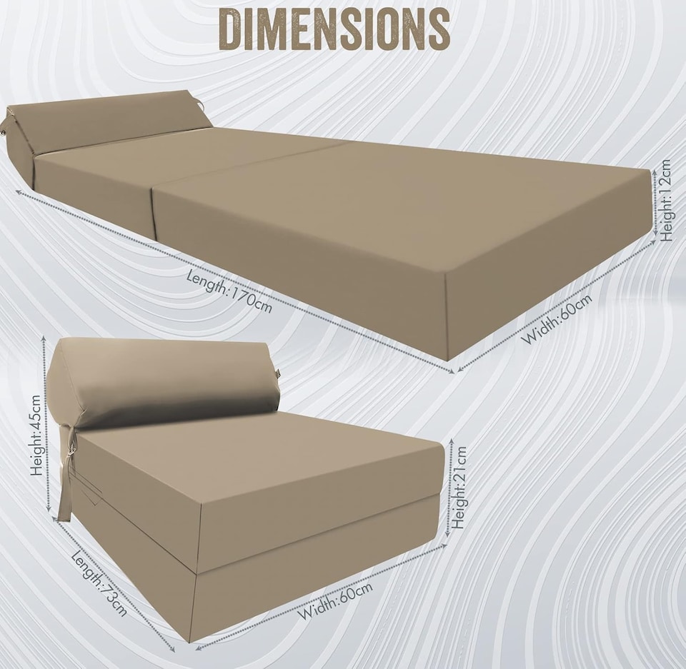 image 1 of Fold Out Z Bed Chair Sofa Lounger With Pillow Beige