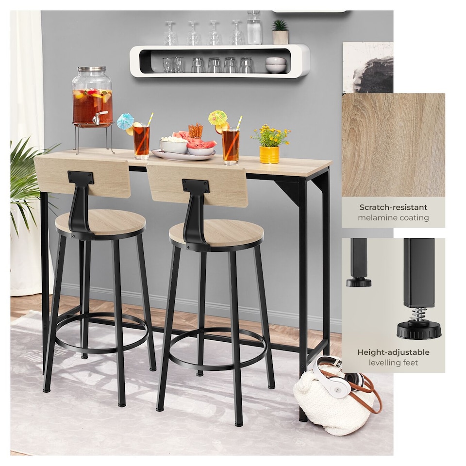 image 1 of 2 Bar stools Poole | Brown | industrial wood light, oak Sonoma | 46,50 x 46,50 x 104 cm | 2