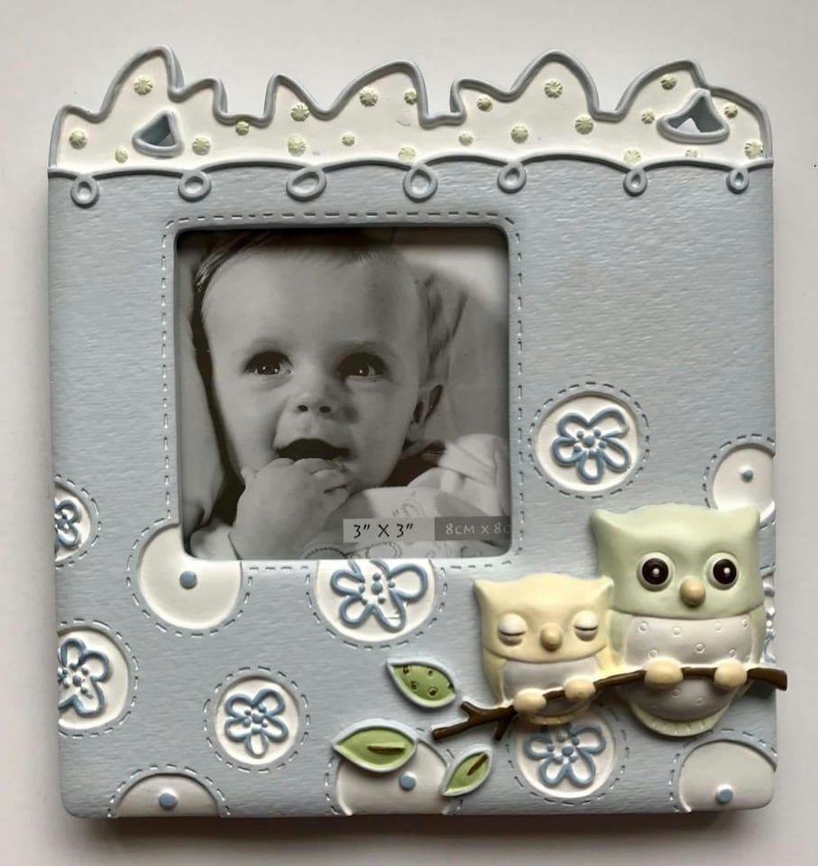 image 1 of Baby Owl Series Boys Blue Small Photo Frame - 3"x3" Picture