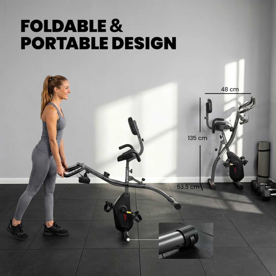 image 1 of SPORTNOW Folding Exercise Bike with Resistance Bands
