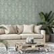 image 3 of Arthouse Stag Damask Wallpaper - Sage Green - 10m x 0.5m Green