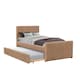 image 2 of 3ft Single Fabric Bed Frame With Trundle Bed In Brown