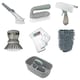 image 1 of JVL Cleaning Caddy Set with Soap Dispensing Dish Brush, Scrubbing Brush, Microfibre Cloth, Microfibre Cleaning Mitt & 3 in 1 Window Squeegee Household Cleaning Kit