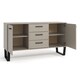 image 5 of Texas 2 Door 3 Drawer Medium Sideboard in Antique Waxed Pine - Industrial Style with Metal Legs | Grey | Grey | One Size | 1