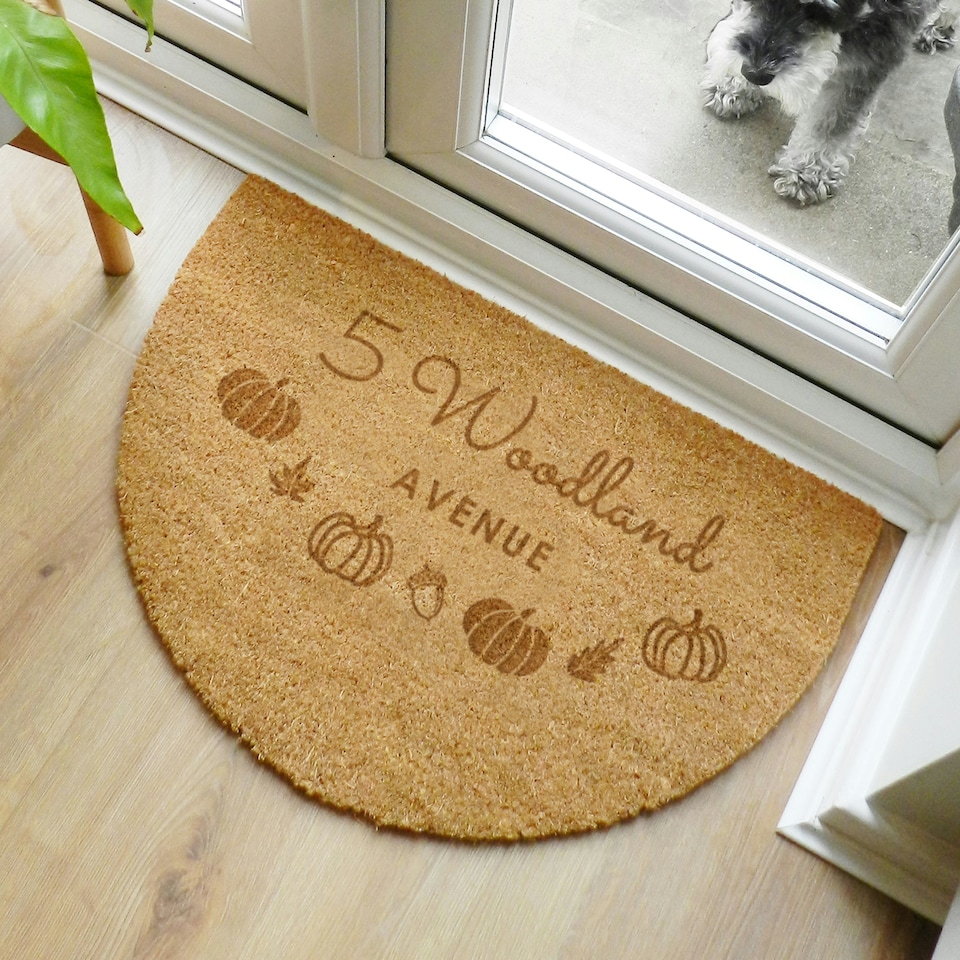 image 1 of Personalised Pumpkin Half Moon Doormat