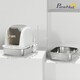 image 5 of PawHut Stainless Steel Cat Litter Tray with Lid | White