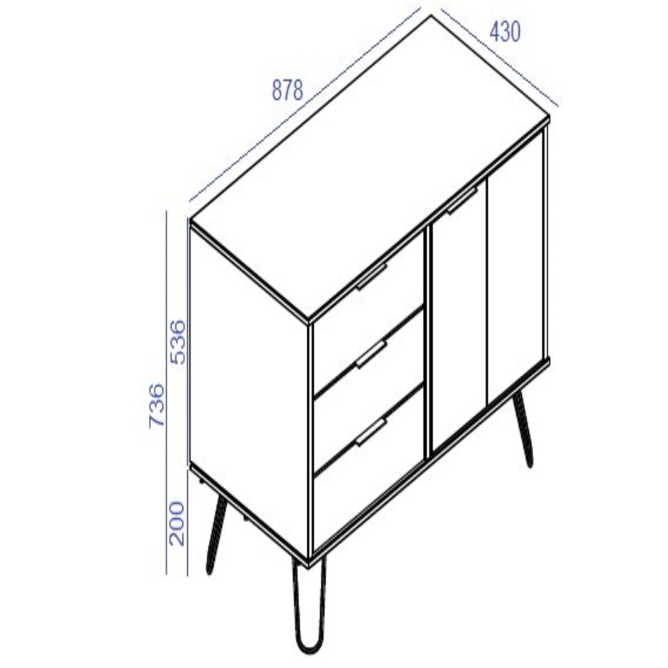 image 1 of Augusta Pine, Small Sideboard With 1 Door, 3 Drawers Brown