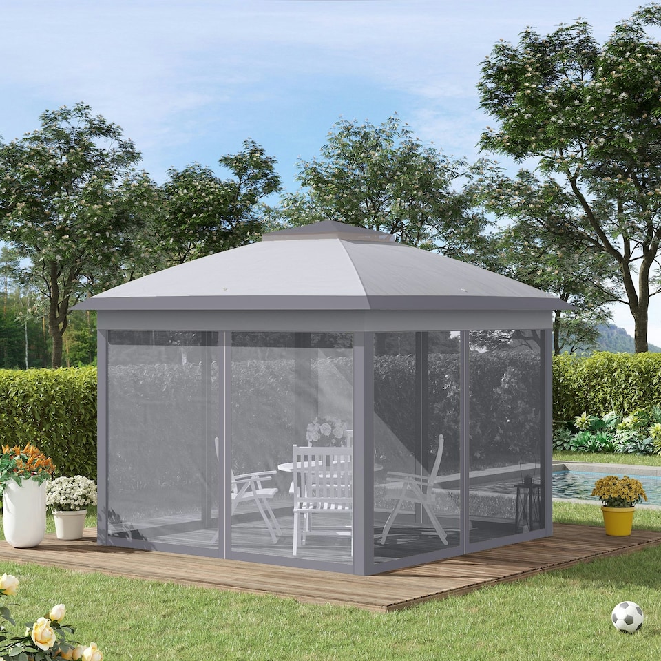 image 1 of Outsunny Pop Up Gazebo Height Adjustable Canopy Tent w/ Carrying Bag, Grey