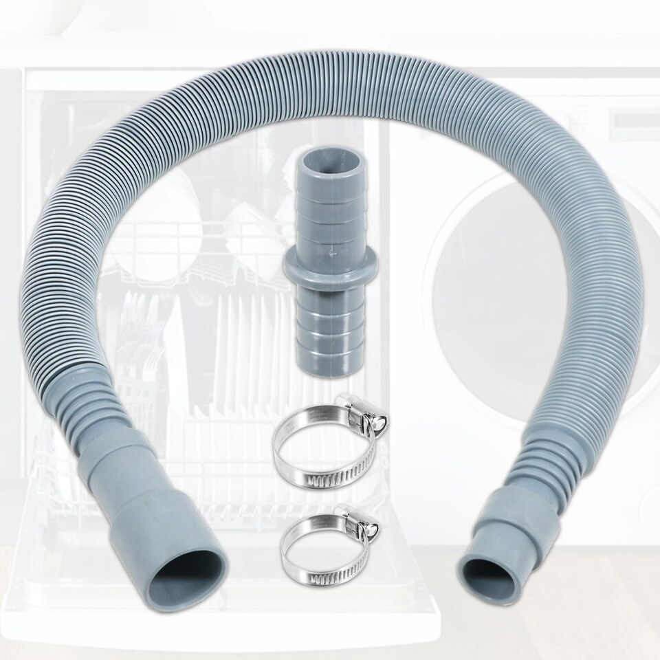 image 1 of SPARES2GO Drain Hose Extension Kit 2m Washing Machine Dishwasher Waste Water Outlet Pipe (19mm / 28mm Ends)