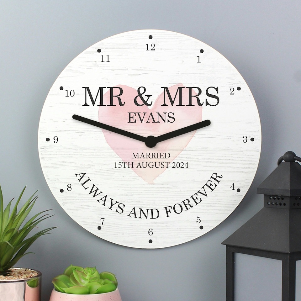 image 1 of Personalised Couples Wooden Clock